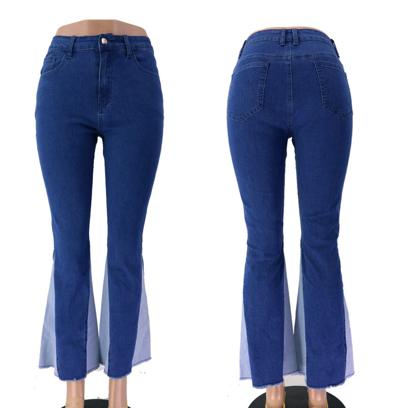 European and American micro flared wide leg pants new fashion mid waist elastic slimming trend jeans for women