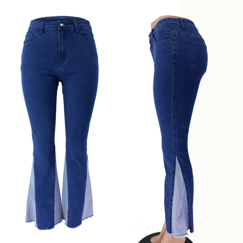European and American micro flared wide leg pants new fashion mid waist elastic slimming trend jeans for women