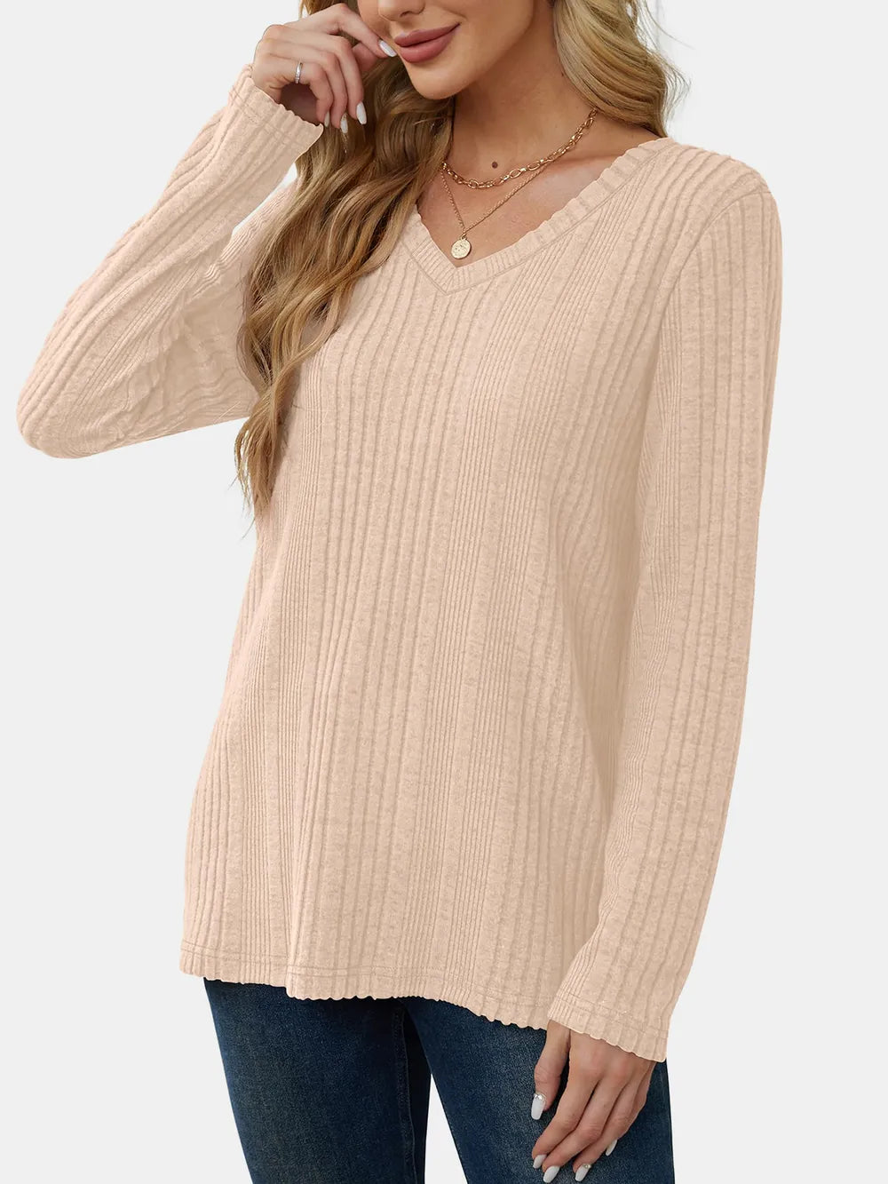 Solid color knitted sweater lightweight waistband sweater fashionable