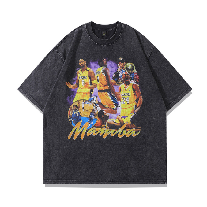 High Street Retro Hip Hop Figure Print Short Sleeve T shirt Men and Women Street Half Sleeve T shirt