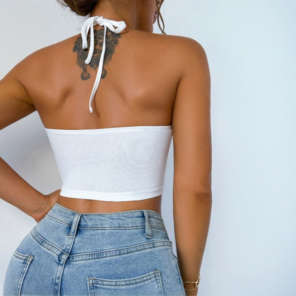 Women's European and American sexy camisole vest short cut crop top slim fit top