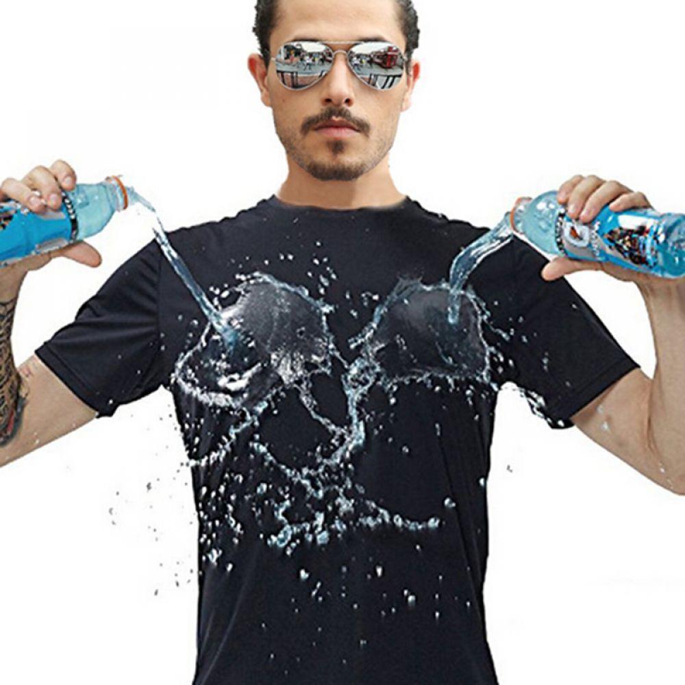 Anti-Dirty Waterproof Men T Shirt Creative Hydrophobic Stainproof Breathable Antifouling Quick Dry Top Short Sleeve T Shirt