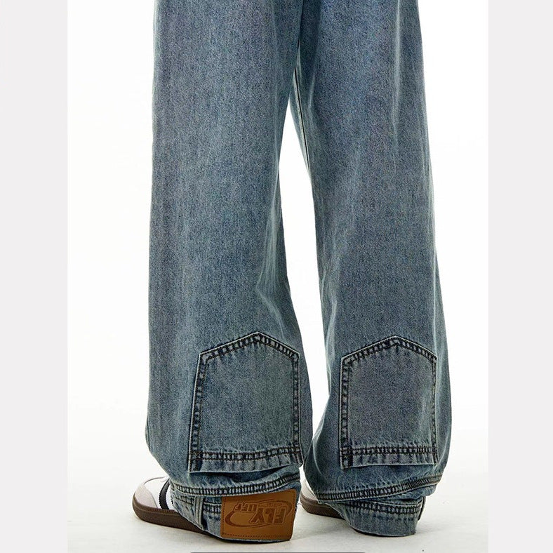 Washed jeans loose wide leg floor pants