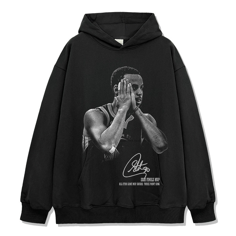 Original Curry Curry signature action night American retro print short sleeve heavy washed old T-shirt trend