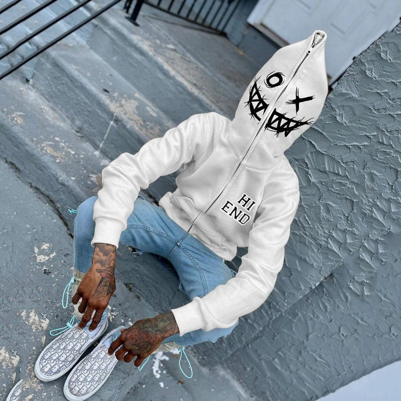 Men's Zip Up Letter Graphic Hoodie