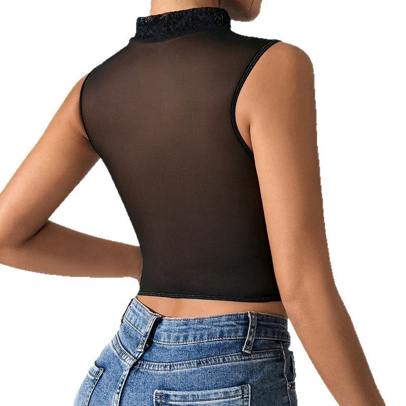 Lace fishbone steel ring vest top with waistband fishbone outer straps camisole small vest