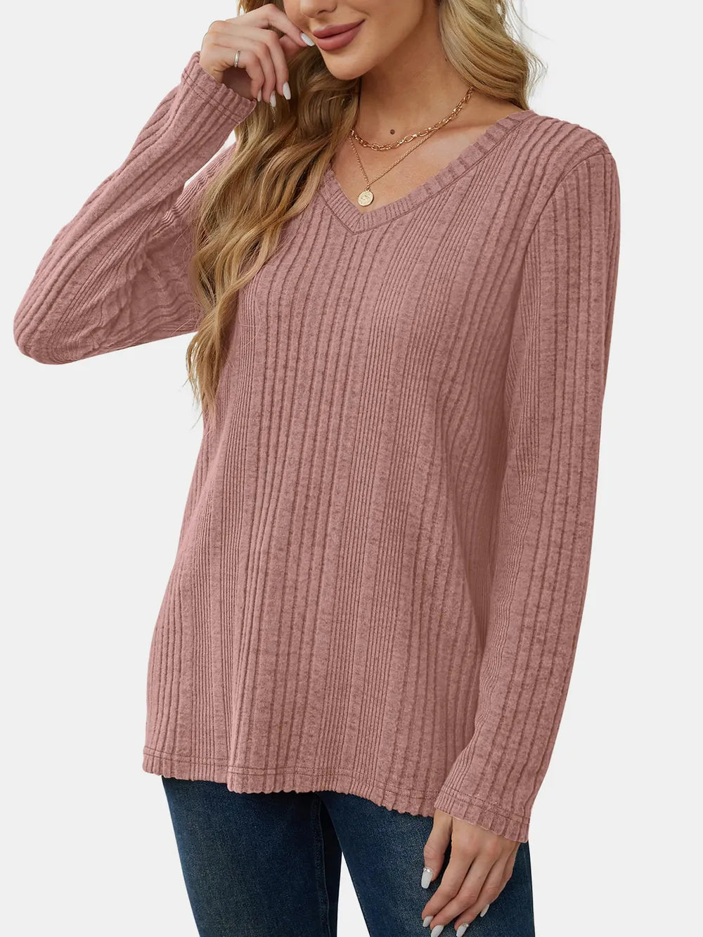 Solid color knitted sweater lightweight waistband sweater fashionable