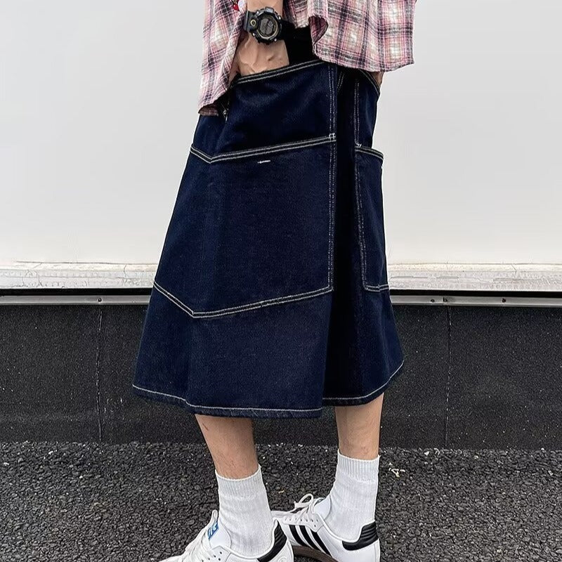 Cowboy shorts casual loose washed wide leg cropped pants