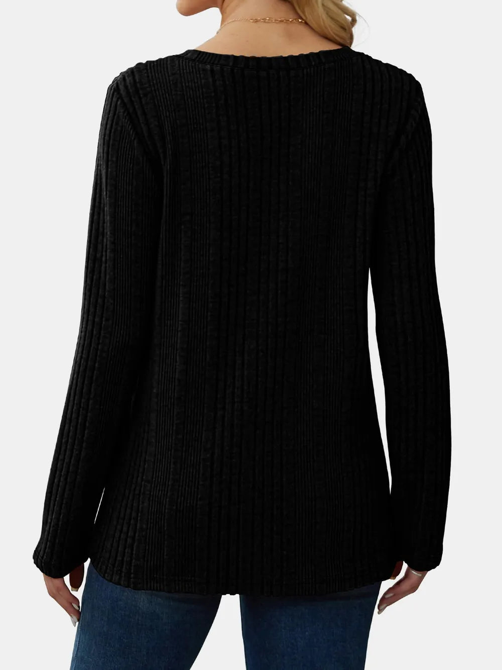 Solid color knitted sweater lightweight waistband sweater fashionable