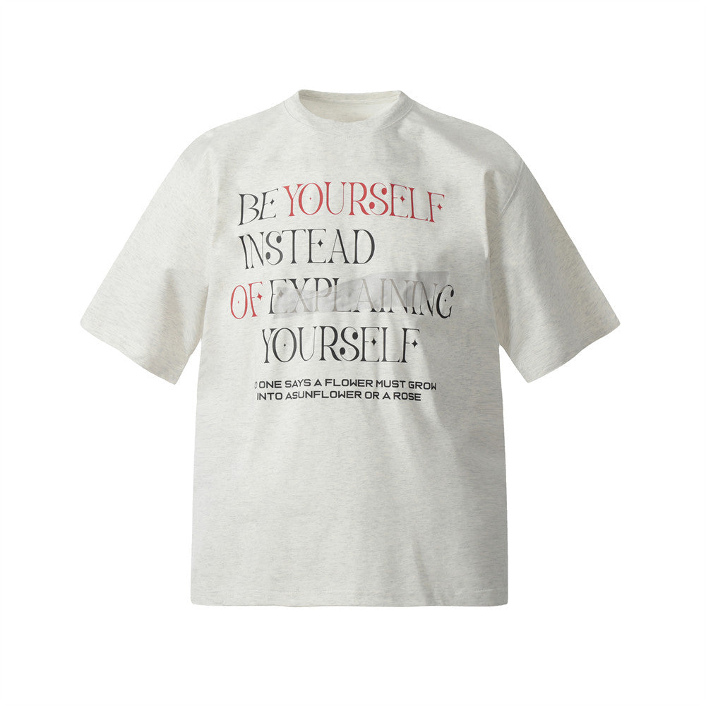 Alphabet Print Short Sleeve T-Shirt Men's INS Street Fashion American Casual Loose Half-Sleeve Tee Top Summer