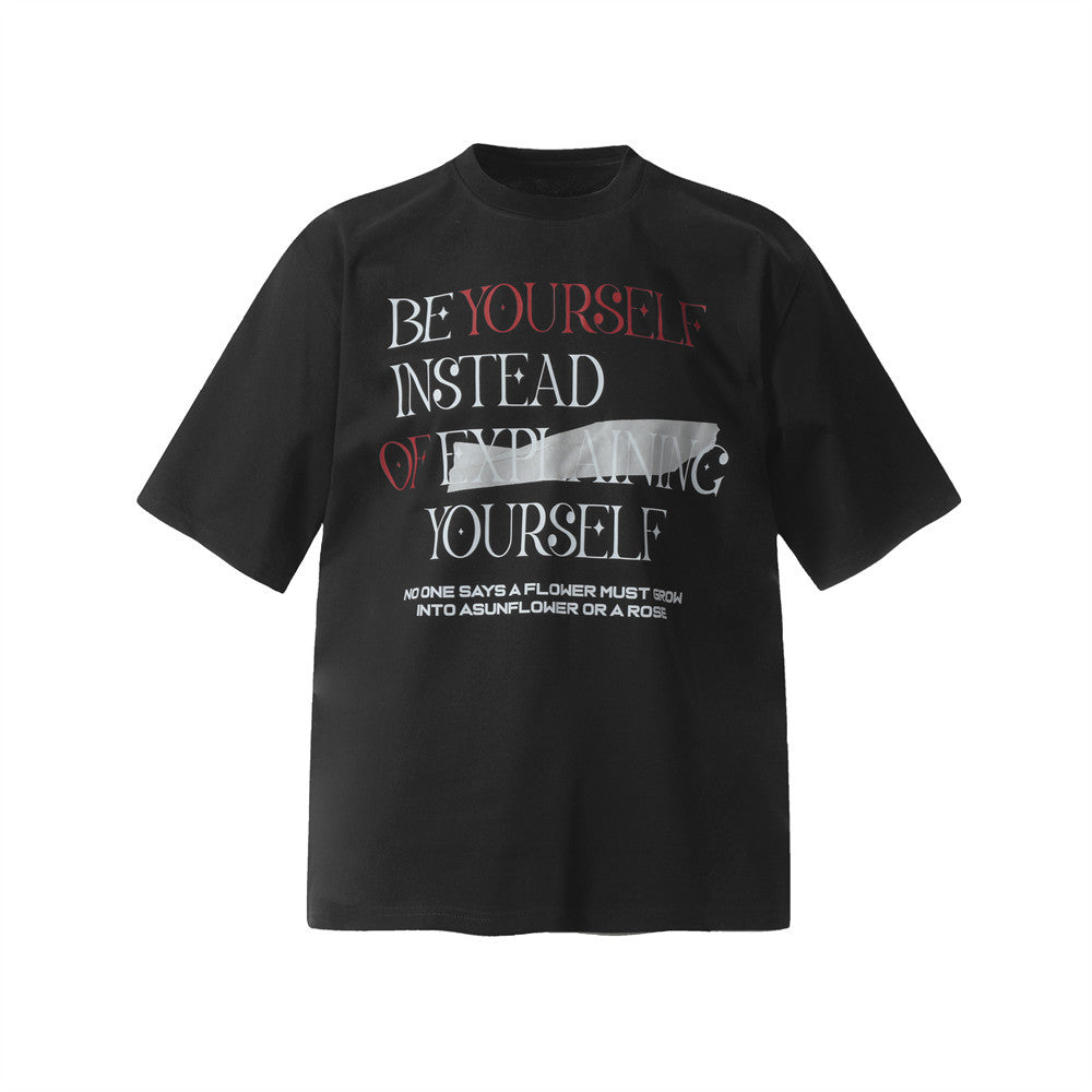 Alphabet Print Short Sleeve T-Shirt Men's INS Street Fashion American Casual Loose Half-Sleeve Tee Top Summer