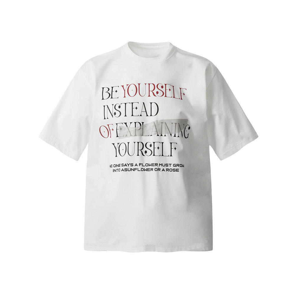 Alphabet Print Short Sleeve T-Shirt Men's INS Street Fashion American Casual Loose Half-Sleeve Tee Top Summer