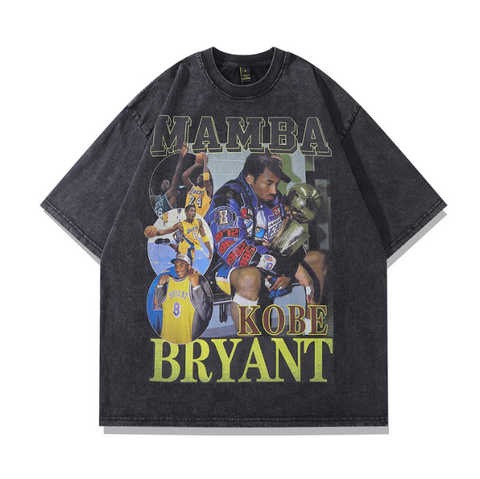 High Street Retro Hip Hop Figure Print Short Sleeve T shirt Men and Women Street Half Sleeve T shirt